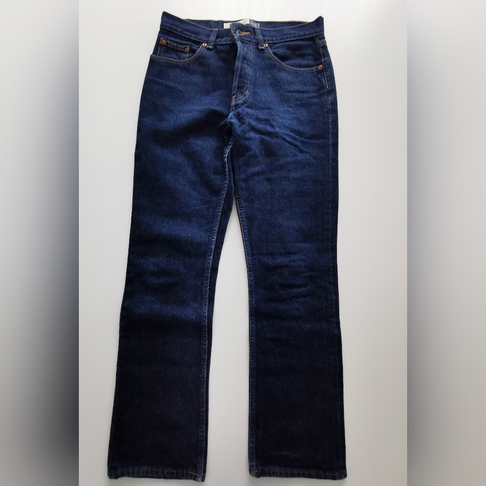 GAP Boot Cut Jeans Dark Blue Denim Button Up Fly 100% Cotton Vintage